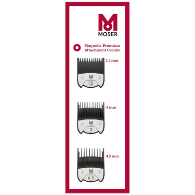 Набір магнітних насадок для машинок Moser Magnetic Premium Attachment Comb Set (1.5, 3, 4.5 мм) 1801-7010