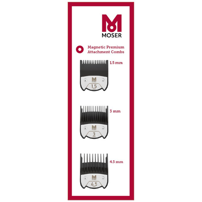 Набір магнітних насадок для машинок Moser Magnetic Premium Attachment Comb Set (1.5, 3, 4.5 мм) 1801-7010